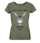 "Keep Calm Esel" - Ladies Organic Shirt (meliert) - Schweinchen's Shop - Lady-Shirts - Mid Heather Khaki / S