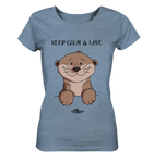 Otter "KEEP CALM" - Ladies Organic Shirt (meliert) - Schweinchen's Shop - Lady-Shirts - Mid Heather Blue / S