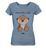 Otter "KEEP CALM" - Ladies Organic Shirt (meliert) - Schweinchen's Shop - Lady-Shirts - Mid Heather Blue / S