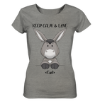"Keep Calm Esel" - Ladies Organic Shirt (meliert) - Schweinchen's Shop - Lady-Shirts - Mid Heather Grey / S