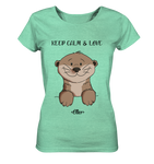 Otter "KEEP CALM" - Ladies Organic Shirt (meliert) - Schweinchen's Shop - Lady-Shirts - Mid Heather Green / S