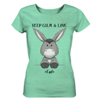 "Keep Calm Esel" - Ladies Organic Shirt (meliert) - Schweinchen's Shop - Lady-Shirts - Mid Heather Green / S