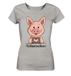 "Herz Schweinchen" - Ladies Organic Shirt (meliert) - Schweinchen's Shop - Lady-Shirts - Heather Grey / S