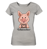 "Herz Schweinchen" - Ladies Organic Shirt (meliert) - Schweinchen's Shop - Lady-Shirts - Heather Grey / S