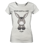 "Keep Calm Esel" - Ladies Organic Shirt (meliert) - Schweinchen's Shop - Lady-Shirts - Cream Heather Grey / S
