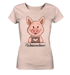 "Herz Schweinchen" - Ladies Organic Shirt (meliert) - Schweinchen's Shop - Lady-Shirts - Cream Heather Pink / S