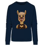Pullover - "Alpaca Herz" - Ladies - Schweinchen's Shop - Sweatshirts - French Navy / S