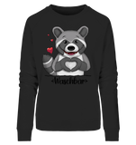 "Herz Waschbär" - Ladies Organic Sweatshirt - Schweinchen's Shop - Sweatshirts - Black / S