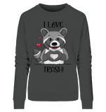 "I LOVE TRASH" - Ladies Organic Sweatshirt - Schweinchen's Shop - Sweatshirts - Anthracite / S