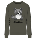 "Waschbär" - Ladies Organic Sweatshirt - Schweinchen's Shop - Sweatshirts - Khaki / S