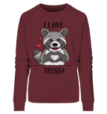 "I LOVE TRASH" - Ladies Organic Sweatshirt - Schweinchen's Shop - Sweatshirts - Burgundy / L