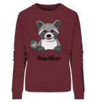 "Waschbär" - Ladies Organic Sweatshirt - Schweinchen's Shop - Sweatshirts - Burgundy / S