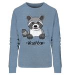 "Waschbär" - Ladies Organic Sweatshirt - Schweinchen's Shop - Sweatshirts - Mid Heather Blue / S