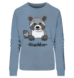 "Waschbär" - Ladies Organic Sweatshirt - Schweinchen's Shop - Sweatshirts - Mid Heather Blue / S