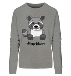 "Waschbär" - Ladies Organic Sweatshirt - Schweinchen's Shop - Sweatshirts - Mid Heather Grey / S