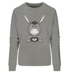 Esel "Herz" o.T. - Ladies Organic Sweatshirt - Schweinchen's Shop - Sweatshirts - Mid Heather Grey / L