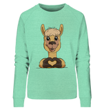 Pullover - "Alpaca Herz" - Ladies - Schweinchen's Shop - Sweatshirts - Mid Heather Green / S