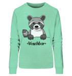 "Waschbär" - Ladies Organic Sweatshirt - Schweinchen's Shop - Sweatshirts - Mid Heather Green / S