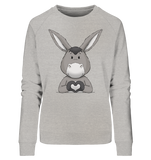 Esel "Herz" o.T. - Ladies Organic Sweatshirt - Schweinchen's Shop - Sweatshirts - Heather Grey / M