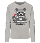 "Herz Waschbär" - Ladies Organic Sweatshirt - Schweinchen's Shop - Sweatshirts - Heather Grey / S