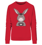Esel "Herz" o.T. - Ladies Organic Sweatshirt - Schweinchen's Shop - Sweatshirts - Red / S