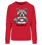 "Herz Waschbär" - Ladies Organic Sweatshirt - Schweinchen's Shop - Sweatshirts - Red / S