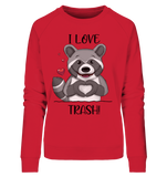 "I LOVE TRASH" - Ladies Organic Sweatshirt - Schweinchen's Shop - Sweatshirts - Red / S
