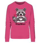 "Herz Waschbär" - Ladies Organic Sweatshirt - Schweinchen's Shop - Sweatshirts - Pink Punch / S
