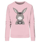 Esel "Herz" o.T. - Ladies Organic Sweatshirt - Schweinchen's Shop - Sweatshirts - Cotton Pink / M