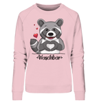 "Herz Waschbär" - Ladies Organic Sweatshirt - Schweinchen's Shop - Sweatshirts - Cotton Pink / S