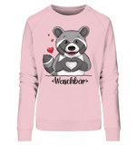 "Herz Waschbär" - Ladies Organic Sweatshirt - Schweinchen's Shop - Sweatshirts - Cotton Pink / S