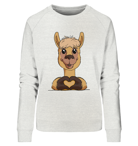 Pullover - "Alpaca Herz" - Ladies - Schweinchen's Shop - Sweatshirts - Cream Heather Grey / S