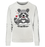 "Herz Waschbär" - Ladies Organic Sweatshirt - Schweinchen's Shop - Sweatshirts - Cream Heather Grey / S