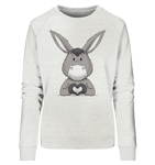 Esel "Herz" o.T. - Ladies Organic Sweatshirt - Schweinchen's Shop - Sweatshirts - Cream Heather Grey / L