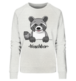 "Waschbär" - Ladies Organic Sweatshirt - Schweinchen's Shop - Sweatshirts - Cream Heather Grey / S