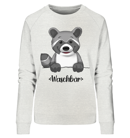 "Waschbär" - Ladies Organic Sweatshirt - Schweinchen's Shop - Sweatshirts - Cream Heather Grey / S