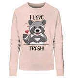 "I LOVE TRASH" - Ladies Organic Sweatshirt - Schweinchen's Shop - Sweatshirts - Cream Heather Pink / S