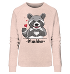 "Herz Waschbär" - Ladies Organic Sweatshirt - Schweinchen's Shop - Sweatshirts - Cream Heather Pink / S