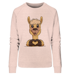 Pullover - "Alpaca Herz" - Ladies - Schweinchen's Shop - Sweatshirts - Cream Heather Pink / S