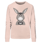 Esel "Herz" o.T. - Ladies Organic Sweatshirt - Schweinchen's Shop - Sweatshirts - Cream Heather Pink / S
