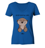 Otter "KEEP CALM" - Ladies Organic V-Neck Shirt - Schweinchen's Shop - V-Neck Shirts - Royal Blue / S