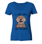 Otter - "Love You Like No Otter" - Ladies Organic V-Neck Shirt - Schweinchen's Shop - V-Neck Shirts - Royal Blue / S
