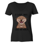 Otter - "Love You Like No Otter" - Ladies Organic V-Neck Shirt - Schweinchen's Shop - V-Neck Shirts -