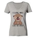 Otter - "Love You Like No Otter" - Ladies Organic V-Neck Shirt - Schweinchen's Shop - V-Neck Shirts - Heather Grey / S