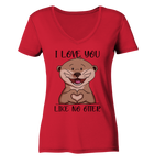 Otter - "Love You Like No Otter" - Ladies Organic V-Neck Shirt - Schweinchen's Shop - V-Neck Shirts -