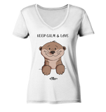 Otter "KEEP CALM" - Ladies Organic V-Neck Shirt - Schweinchen's Shop - V-Neck Shirts -