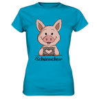 "Herz Schweinchen" - Ladies Premium Shirt - Schweinchen's Shop - Lady-Shirts - Atoll / XS