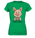 "Herz Schweinchen" - Ladies Premium Shirt - Schweinchen's Shop - Lady-Shirts - Kelly Green / XS
