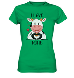 T-Shirt - "I LOVE KÜHE" - Ladies - Schweinchen's Shop - Lady-Shirts - Kelly Green / XS