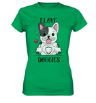 "I LOVE DOGGIES" - Ladies Premium Shirt - Schweinchen's Shop - Lady-Shirts - Kelly Green / XS